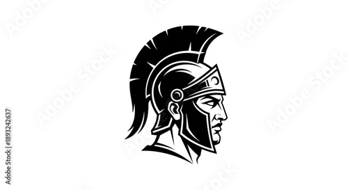 Ancient Greek Spartan Warrior Head Profile Illustration.