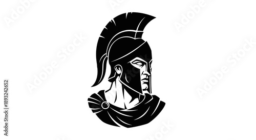 Ancient Greek Spartan Warrior Helmet and Bust Silhouette.