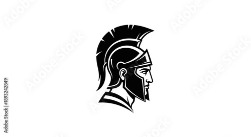 Ancient Warrior Helmet Profile Illustration.