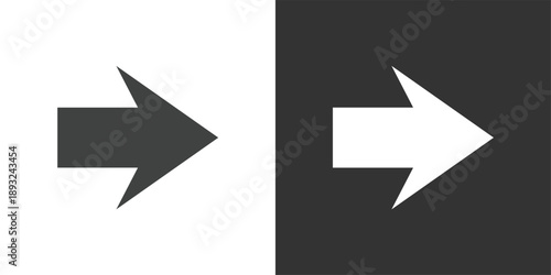 Sharp Right Arrow icon set. Solid glyph series icons