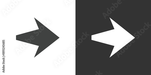 Geometric Right Arrow icon set. Solid glyph series icons