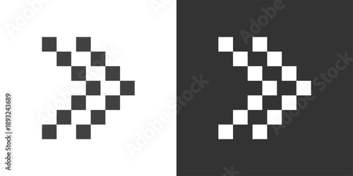 Pixel Style Right Arrow icon set. Solid glyph series icons