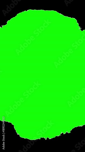 Abstract green smoke brush stroke animation with ink drop and color explosion transition effect on green screen background, ideal for overlays, visual effects and creative transitions
