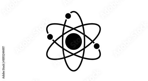 Atom Model Icon Representing Science and Research.