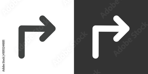 Elbow Arrow Pointing Right icon set. Solid glyph series icons