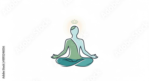 Person meditating in lotus position with glowing aura yoga concept