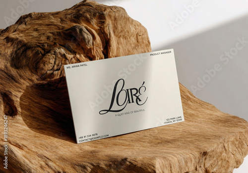 Elegant Business Card Mockup On Wood PSD