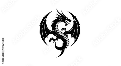 Black Dragon Emblem with Wings Spread Wide 1.