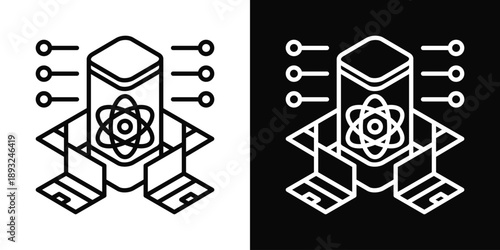 Quantum Computer Icon White And Black Background Style