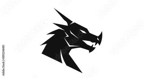 Black Dragon Head Silhouette Fierce Mythical Creature 6.