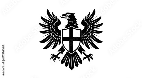 Black Eagle Crest with Shield and Cross Emblem.