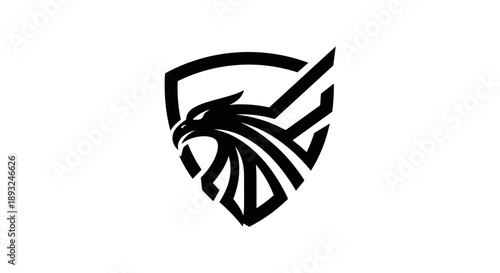 Black Eagle Emblem Shield Logo Design Vector.