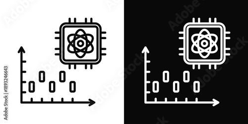 Quantum Algorithm Icon White And Black Background Style