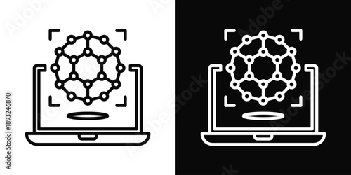 Quantum Simulation Icon White And Black Background Style