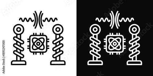 Quantum Resonance Icon White And Black Background Style