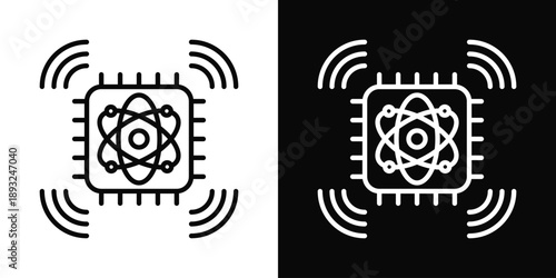 Quantum Sensor Array Icon White And Black Background Style