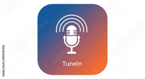 Tunein app logo with microphone icon on colorful gradient background