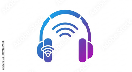 Colorful headphones with wi fi symbol for wireless audio streaming technology