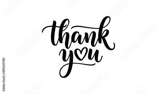 Thank You Brush Script Hand Lettering Minimal Calligraphy Vector Design