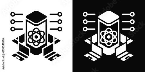 Quantum Computer Icon White And Black Background Style