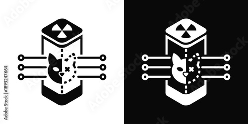 Schrodinger's Cat Icon White And Black Background Style
