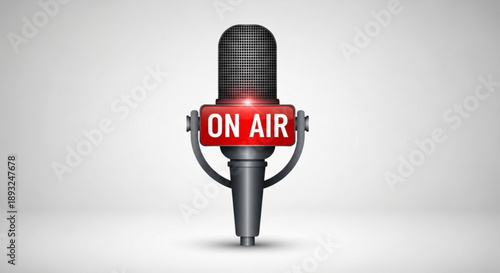 Professional microphone with on air sign for live broadcasting and recording studio use
