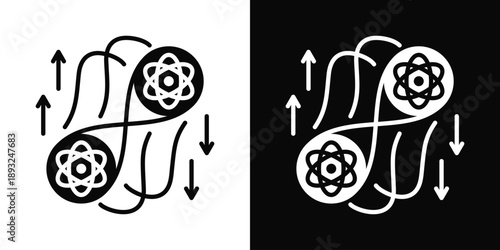 Quantum Entanglement Icon White And Black Background Style