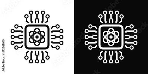 Quantum Neuron Icon White And Black Background Style
