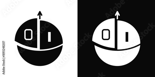Quantum Information Icon White And Black Background Style