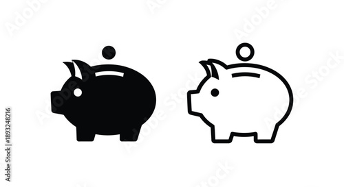 Versatile Piggy Bank Icons Symbolizing Secure Savings, Investment Growth, and Efficient Financial Management