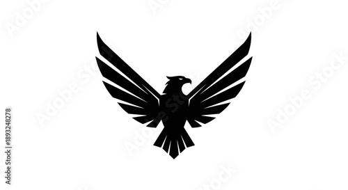 Black Eagle Silhouette Wings Spread Wide.