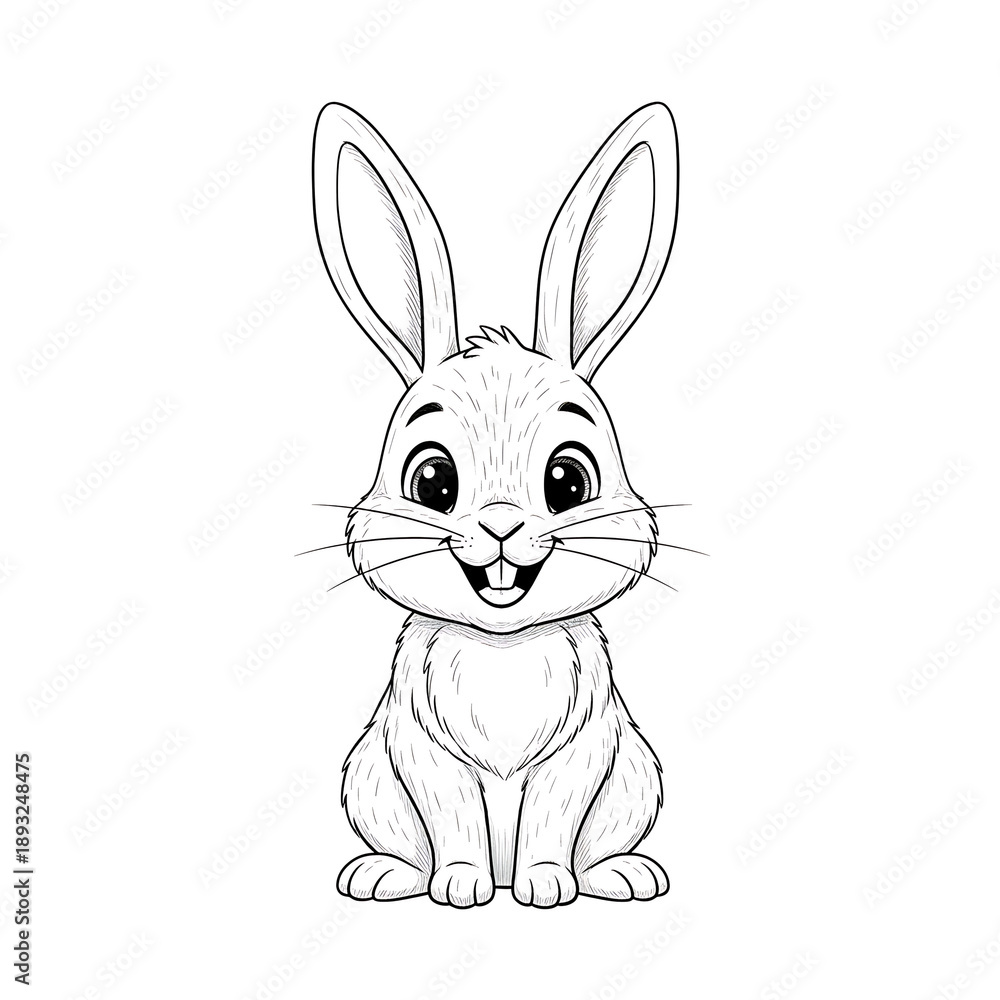 Obraz premium Easter bunny rabbit, Sitting rabbit vector, Rabbit outline character, Children's Easter Animal Art