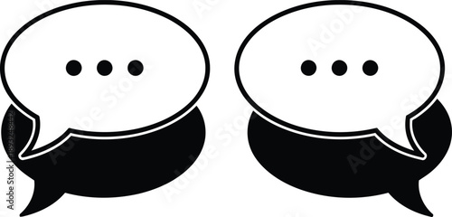 Stylized Communication Icons Pair of Speech Bubbles Indicating Dialogue and Chat Interaction