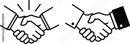 Business Handshake Icons Two Illustrations of Agreement, Partnership, and Successful Collaboration