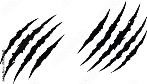 Fierce black claw marks with a dynamic, whisk-like ripping effect, perfect for aggressive animal scratch designs and bold graphic elements