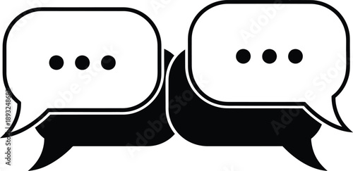 Vector Icon of Interconnected Speech Bubbles Representing Conversation, Dialogue, and Digital Communication