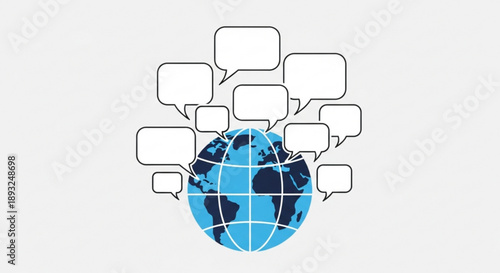 Globe with speech bubbles global communication concept worldwide dialogue