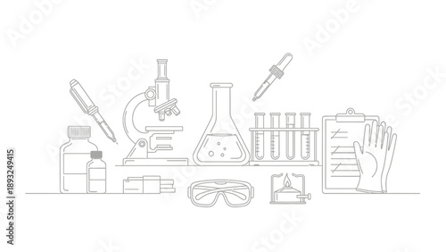Set of scientific laboratory equipment illustration
