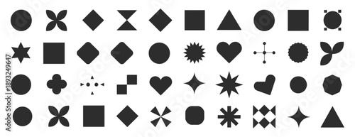 Abstract and vector basic shapes collection featuring geometric formal shapes, polygonal elements, trendy minimalist figures