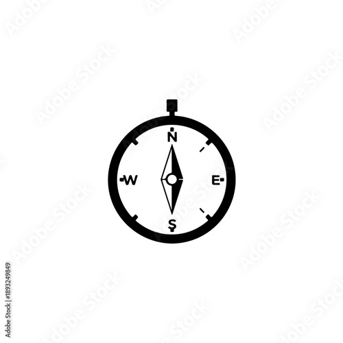 Minimalist compass navigation icon - vector illustration