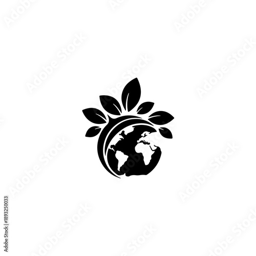 Sustainable earth with growing leaves - eco-friendly vector illustration