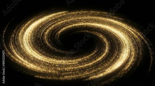 Golden spiral particles swirling in dark space