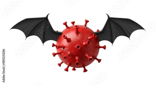 Red Virus with Bat Wings: Zoonotic Disease Concept
