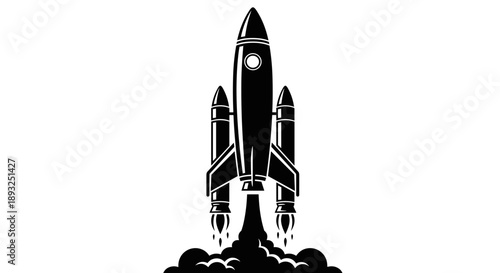 Black Silhouette of a Rocket Launching into Space 3.