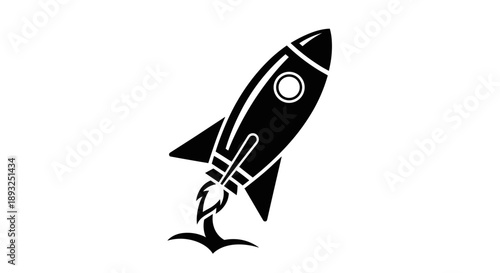 Black Silhouette of a Rocket Launching into Space 4.