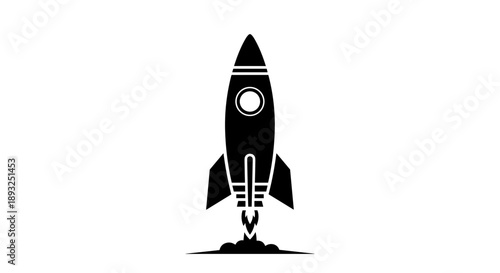 Black Silhouette of a Rocket Launching into Space.