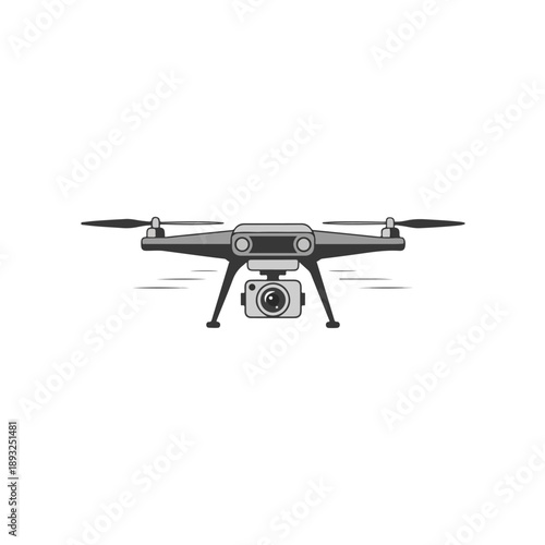 Modern drone with camera illustration - vector art