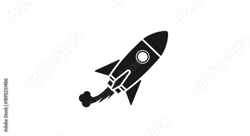 Black Silhouette of a Rocket Ship Launching into Space 2.