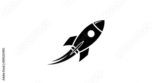 Black Silhouette of a Rocket Ship Launching into Space 1.