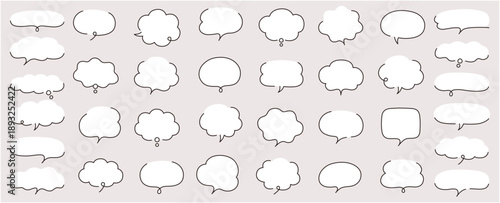 シンプルな吹き出しのベクターイラストセット。ふきだし、フレーム、おしゃれ